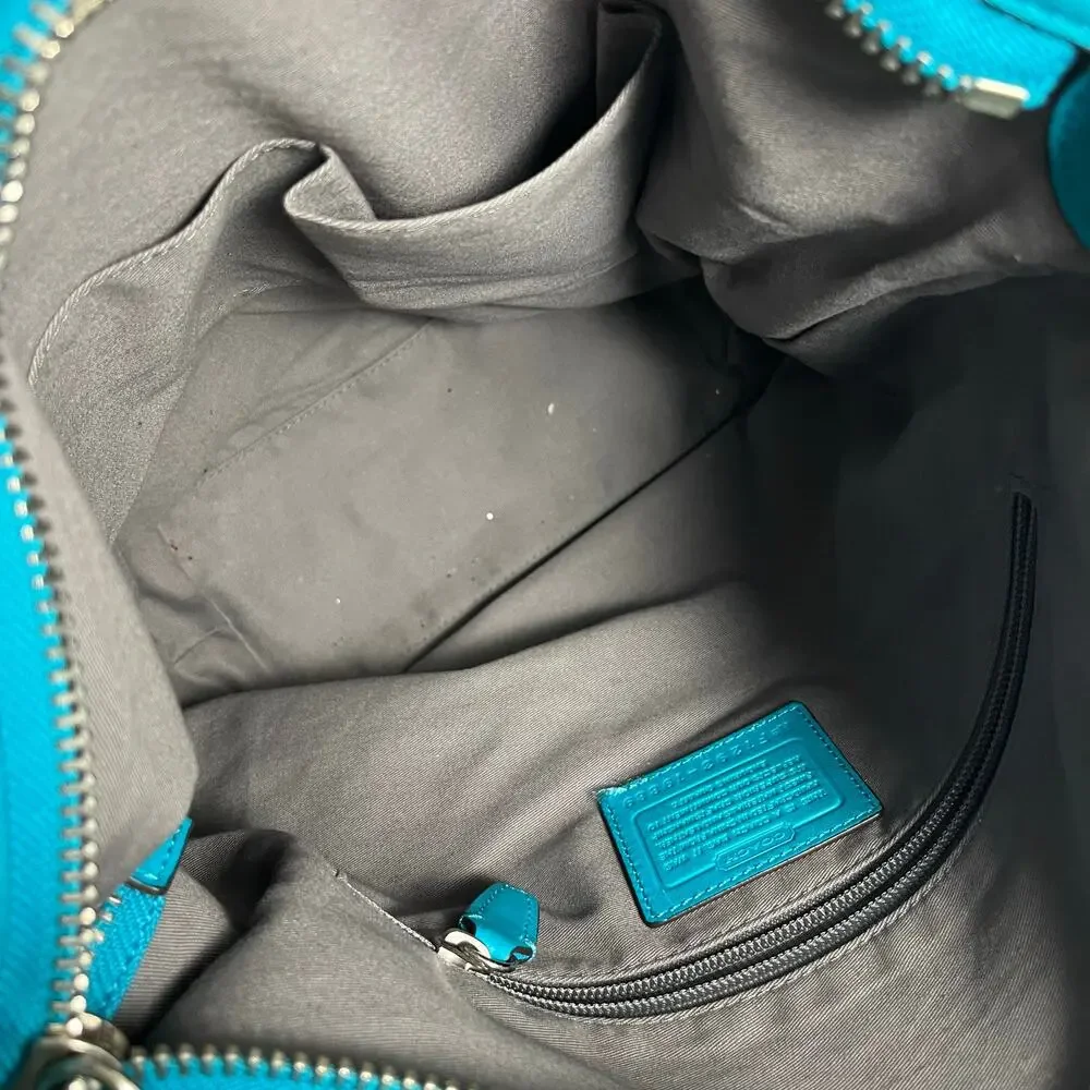 Coach Legacy Leather Duffle Crossbody Bag Turquoise 19889 Classic Preppy